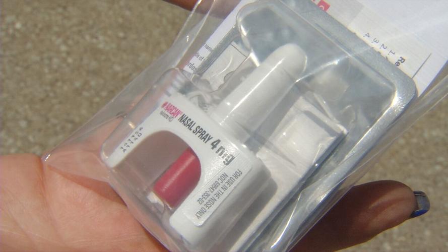 Box outside the Sellersburg Fire Department filled with Narcan for public, Narcan kit