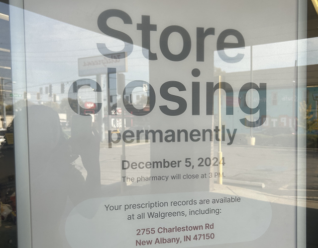 Walgreens Store Closing Sign