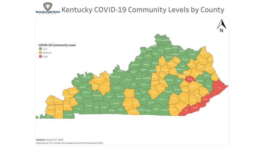 Kentucky COVID-19 community levels by county 1-27-23.jpg