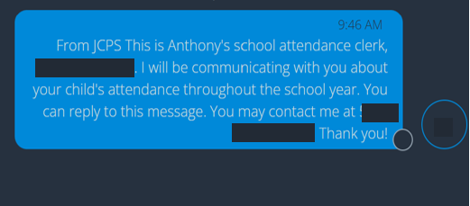 JCPS text to parents of absent students