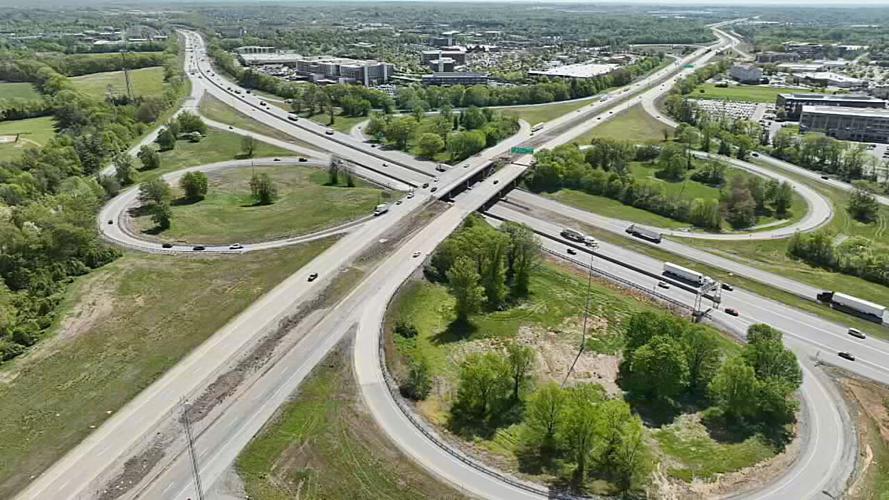 Interstate 64 and Interstate 264 interchange aerial view - 8.16.24