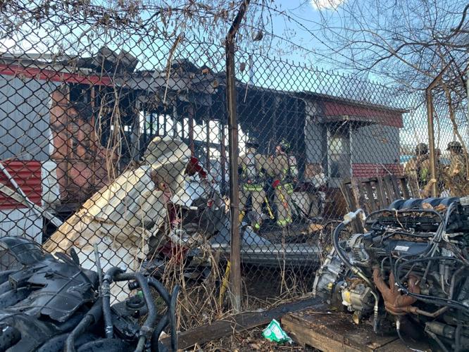 Charred remains of mobile home after Jan. 15, 2021 fire