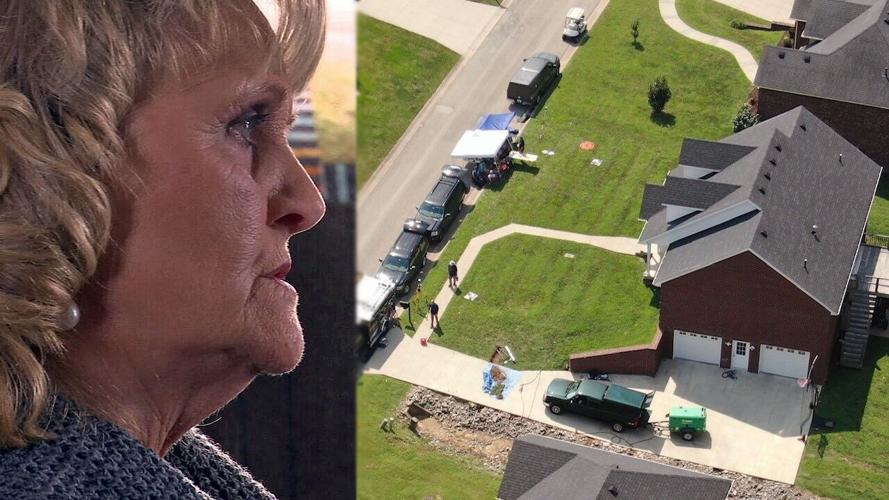 Sherry Ballard (left) and aerial of FBI Crystal Rogers investigation (right)