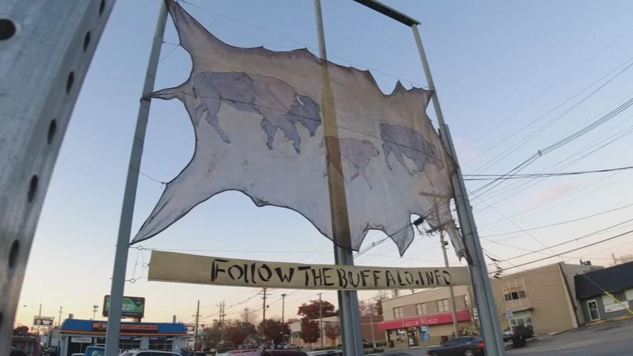Follow the Buffalo banner above Preston street