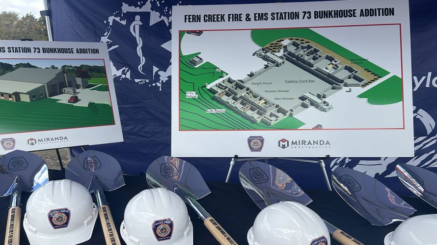 Fern Creek Fire Department helmets and shovels