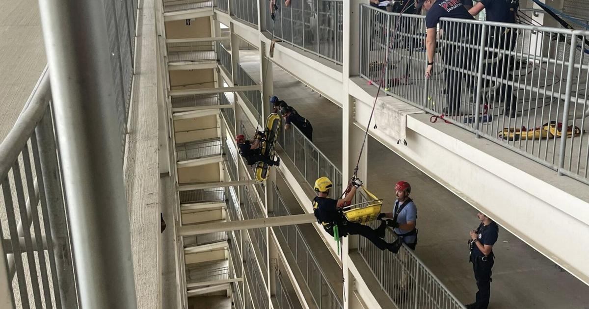 Kentucky Firefighters turn UofL football stadium into rescue training site
