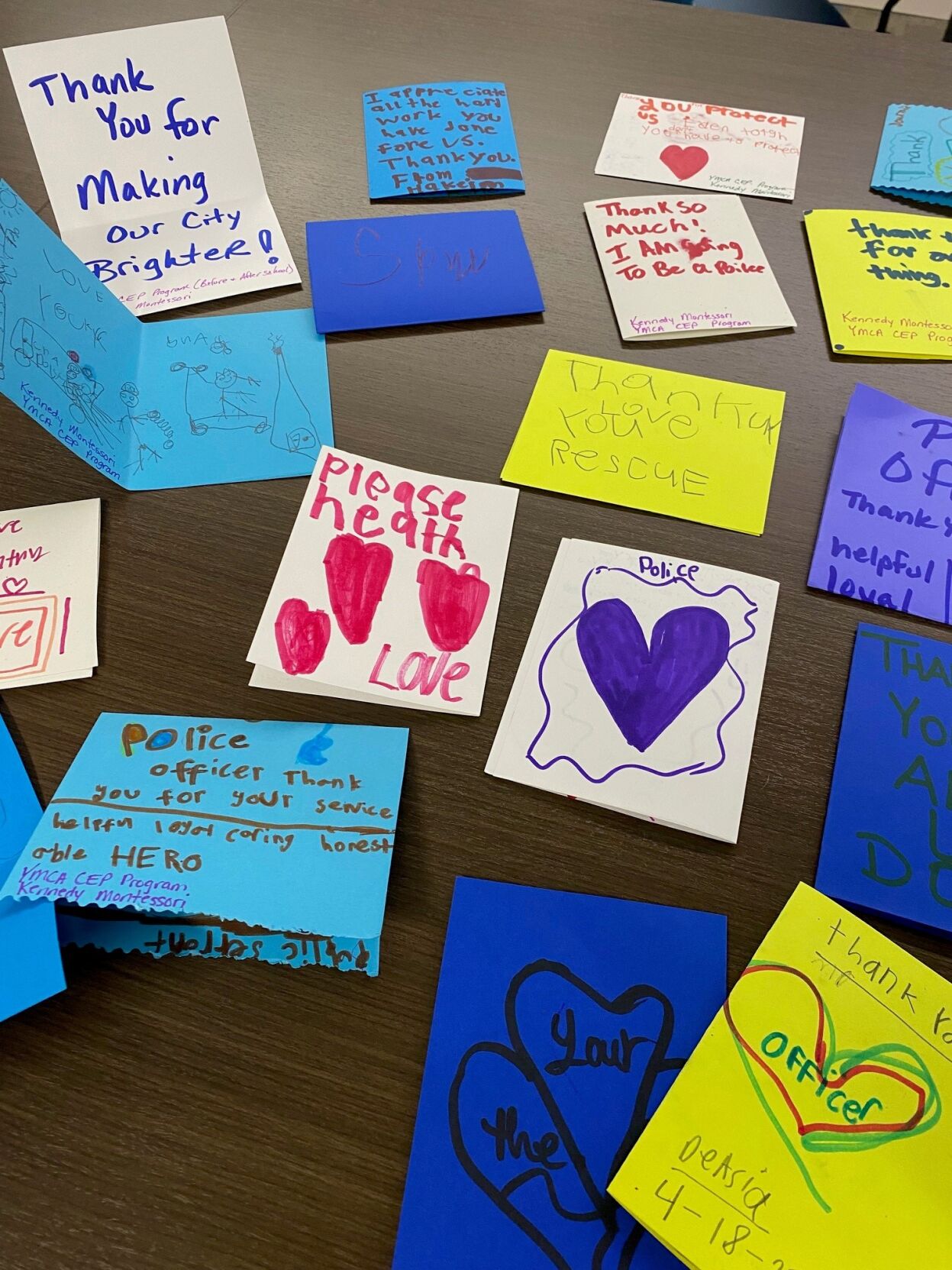 Cards given to LMPD by JCPS students in honor of Officer Nick Wilt