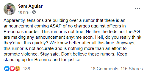 Sam Aguiar Facebook Post