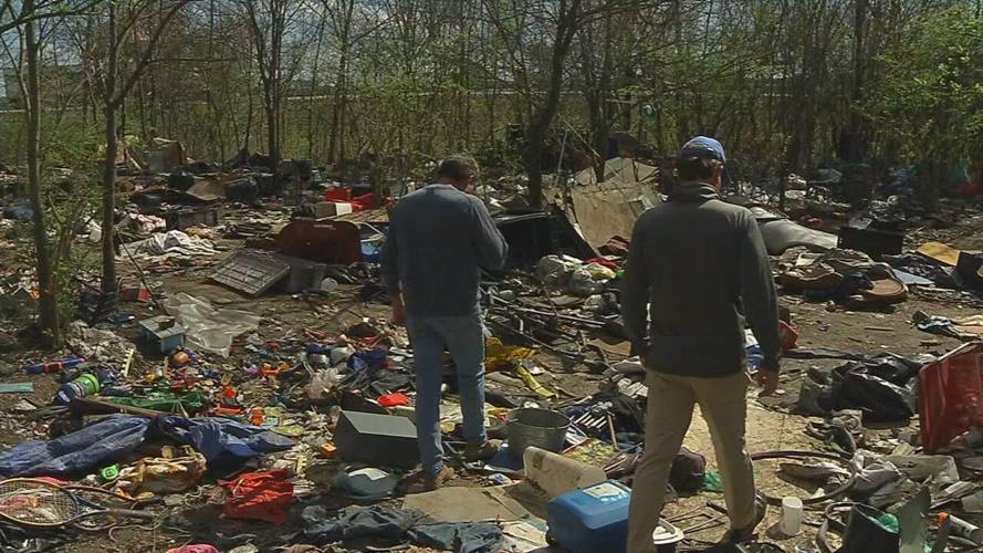 Homeless camp near Interstate 64 and Frankfort Avenue