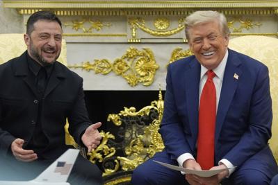 Zelenskyy seated next to Trump in Oval Office