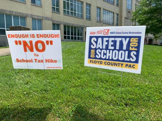 School safety referendum for New Albany Floyd County Schools signs