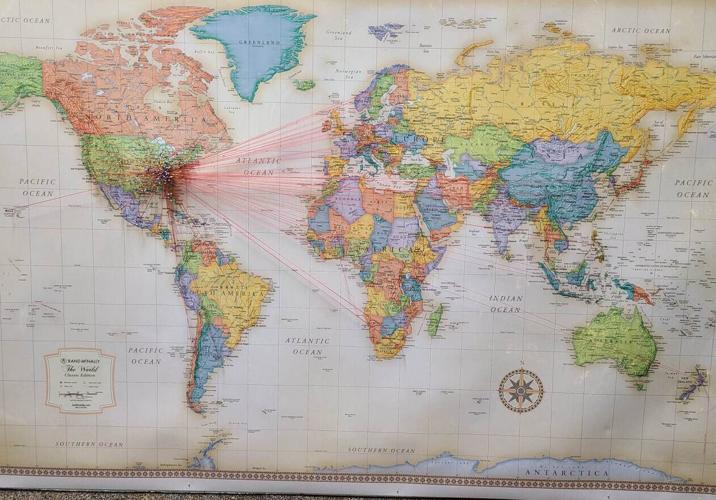 Map created by Asbury University student Eliza Crawford to track worship service visitors