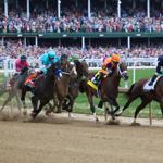 Horses race at 2023 Kentucky Derby first stretch.JPG