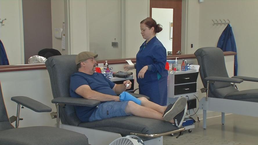 Man giving blood at WDRB blood drive