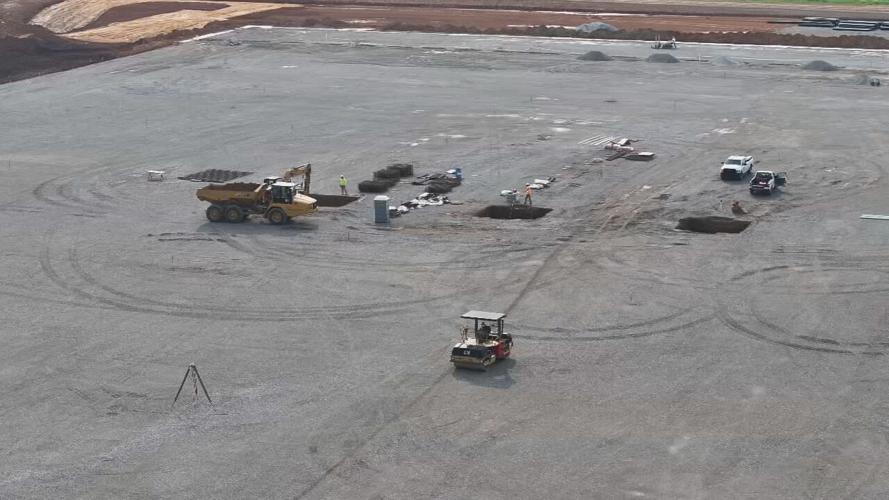 Construction equipment at River Ridge in southern Indiana