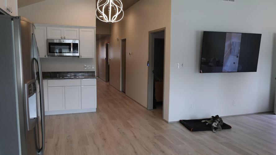 Kitchen area at Wall Street Suites