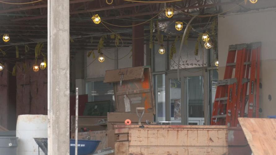 Construction material outside Silver Creek High School in Sellersburg, Indiana