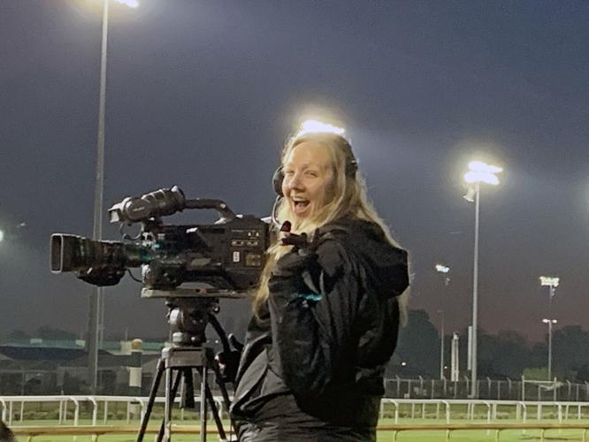 WDRB in the Morning Camera Operator Katherine Vieth at the Churchill Downs Backside on May 2, 2022