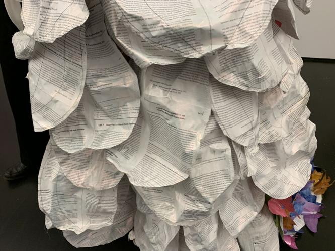 Paper used to make dress for KMAC Couture's fashion show
