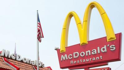 McDonald's Restaurant with US Flag