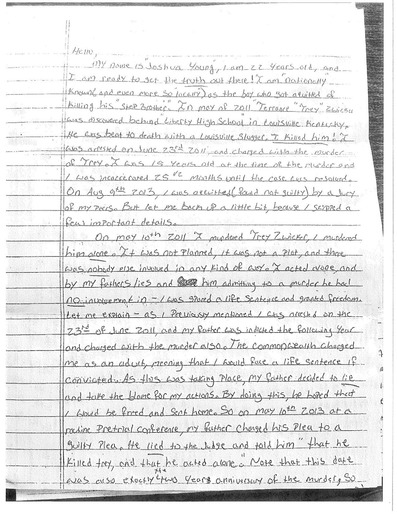 Josh Young confession letter