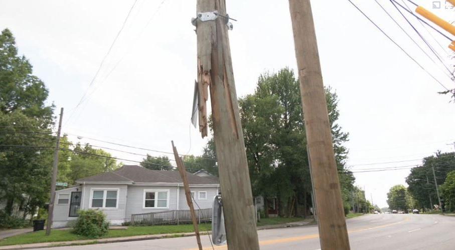 Pole snapped in accident..JPG