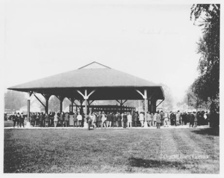 Old wooden paddock at Churchill Downs in 1912-1919