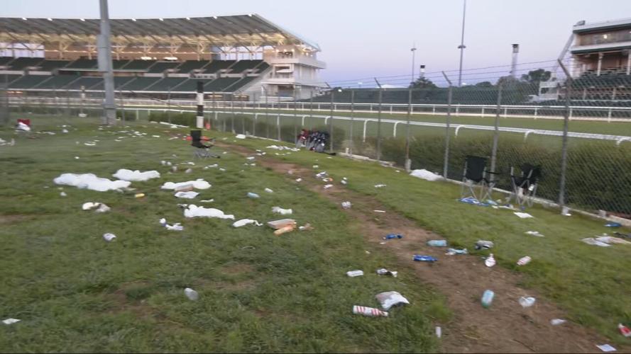 Trash in infield at Churchill Downs after Derby - 5.3.26