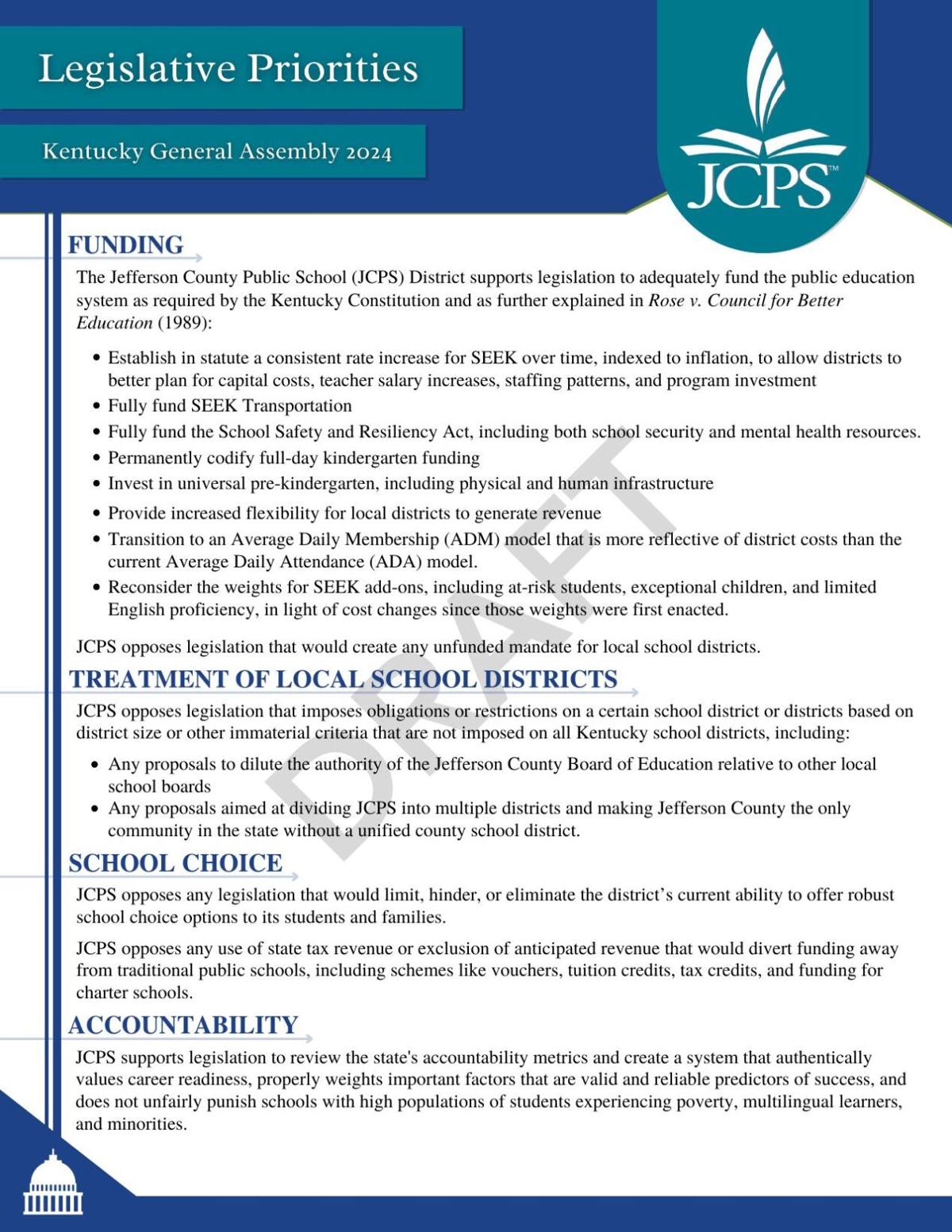 JCPS outlines priorities for legislative session News