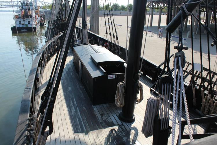 A replica of Columbus' ship 'Pinta' docked at the Louisville waterfront in Aug. 2015