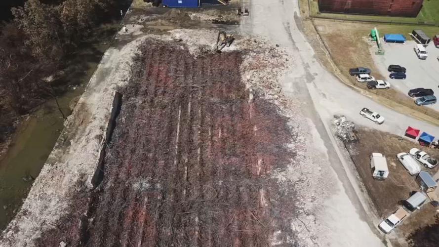 Aerial image of Jim Beam bourbon warehouse fire aftermath (June 5, 2019)