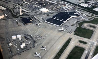 Aerial view of Louisville Muhammad Ali International Airport (KSDF)