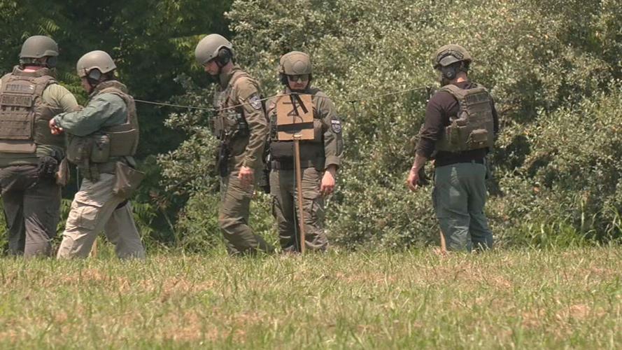 LMPD bomb squad members at training in Oldham County