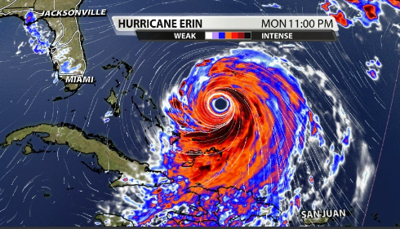 Where is Hurricane Erin going?