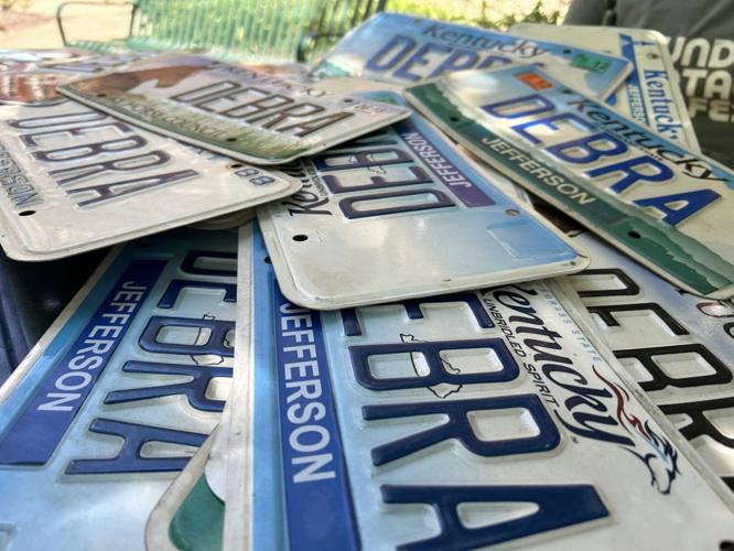 Debra Humphrey has held on to a stack of personalized license plates with her name