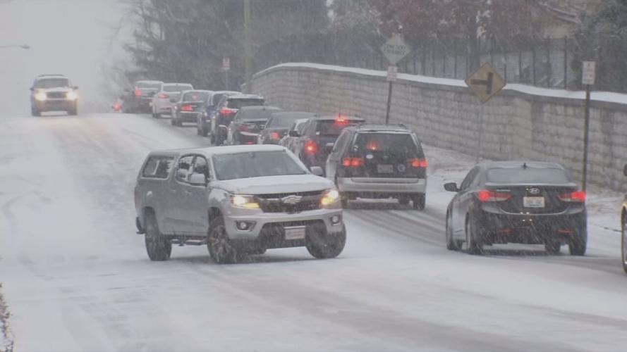 Traffic in winter snow and ice - Feb. 10, 2021