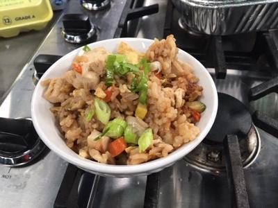 Turning leftover chicken and rice into Chicken & Veggie Fried Rice