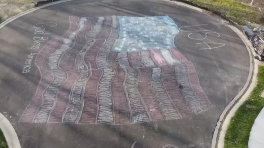 Screw Coronavirus Flag Chalk