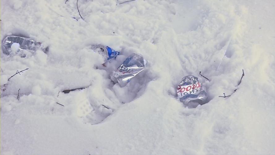 Trash found at the bottom of sledding hill in Louisville - Feb. 2021