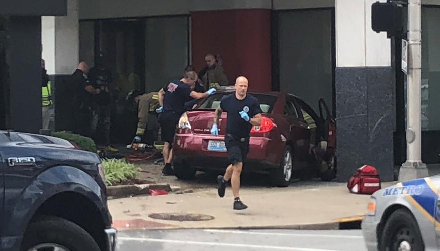 SCENE: Car crashes into River City Bank on July 12, 2021