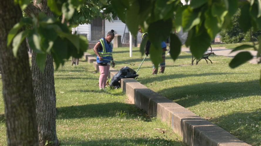 Participant in Goodwill's 'Another Way' program cleans up litter in Louisville's Shelby Park