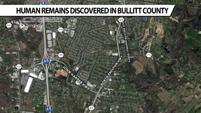 Map: human remains discovered in Bullitt County