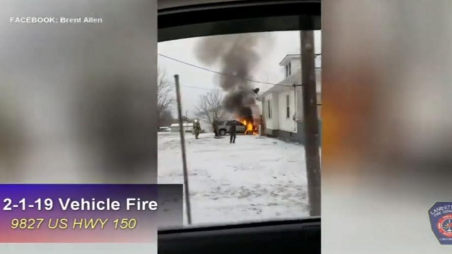 Car fire at Greenville, Ind. home on 2-1-19