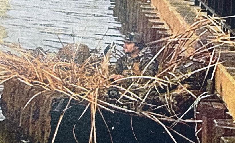 Duck hunter spotted near Spring Street at the Jeffersonville, Indiana waterfront