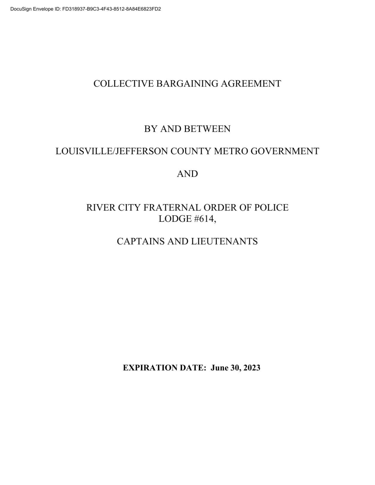 CBA for FOP-LMPD Lieutenants and Captains thru 6-30-2023