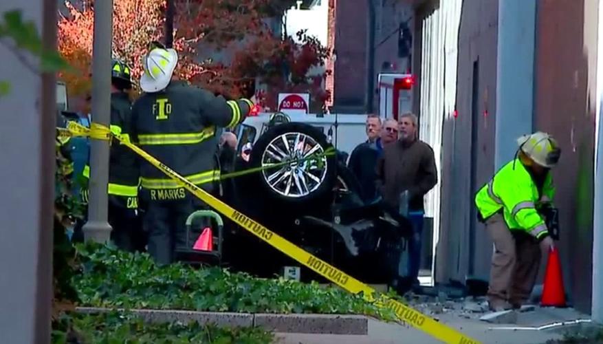 Scene of Oct. 23, 2019 crash in Indianapolis when car fell from parking garage
