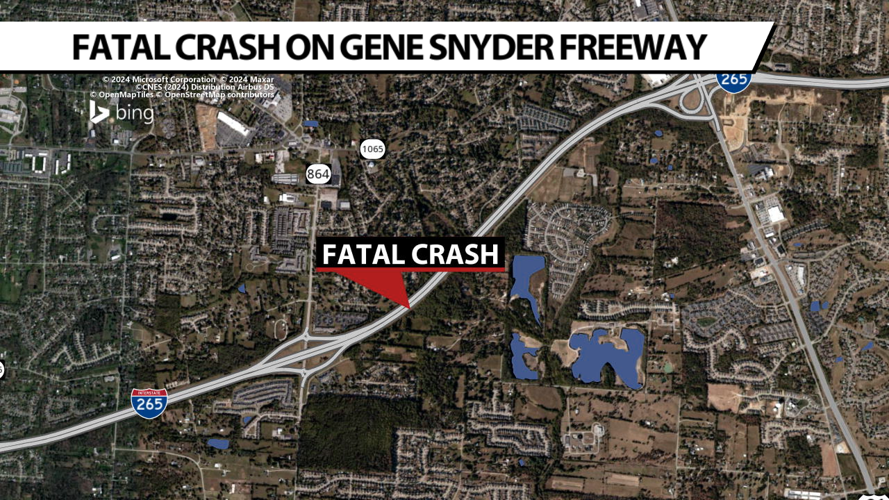 Map of fatal car crash on Gene Snyder Freeway