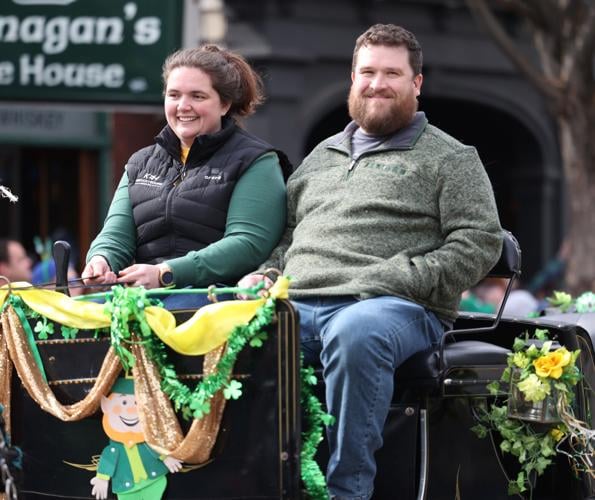 Man and woman on house carriage