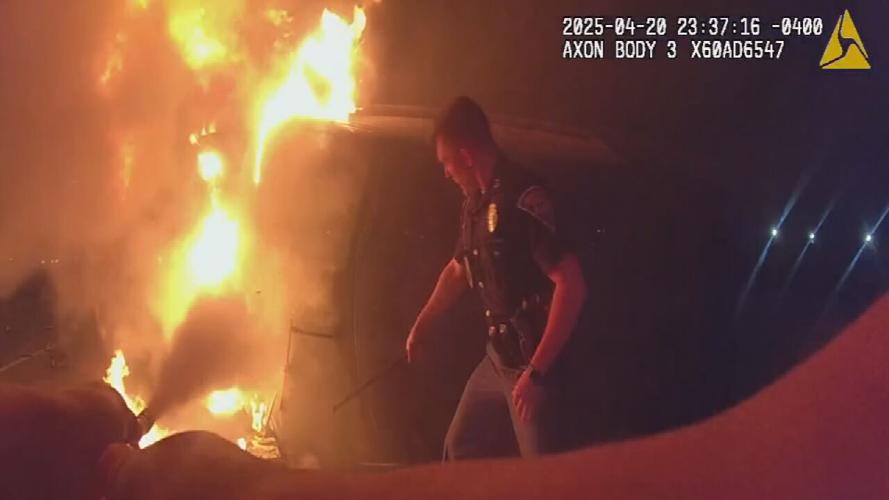 Clarksville police officer saves man from burning truck 4-20-25
