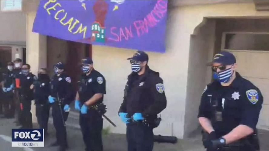 San Francisco Officers with Thin Blue Line masks